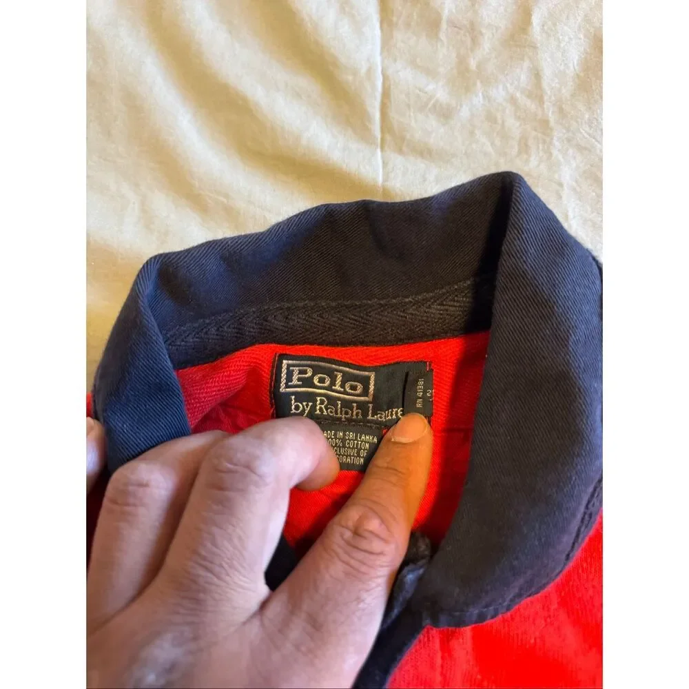 Polo Ralph Lauren Size Medium Rugby Orange Ref Flesh Pony Embroidered Vintage